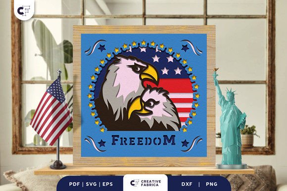 4th of July Eagle Head 3D Shadow Box: A Patriotic Celebration of Freedom