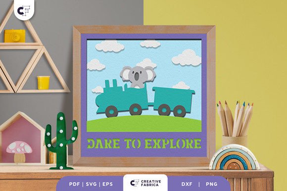 Animal on Locomotive Train 3D Paper Cut