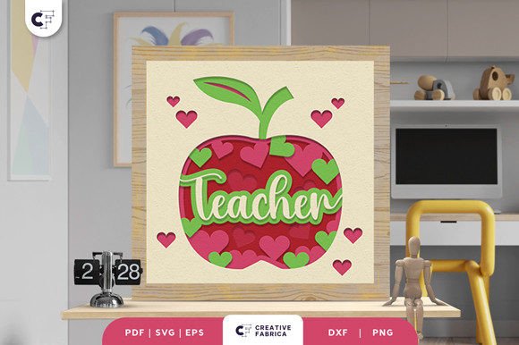 Apple for Teacher 3D Shadow Box