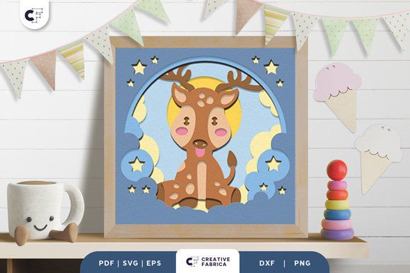 Baby Deer 3D Shadow Box Paper Cut