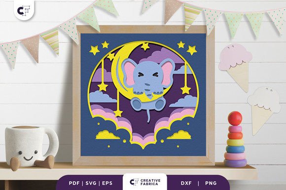 Baby Elephant 3D Shadow Box Papercut: A Creative and Whimsical Addition to Any Space