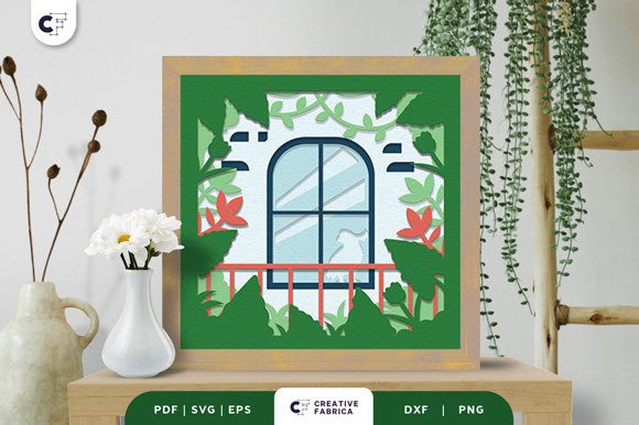 Balcony Flowers 3D Light Box Paper Cut