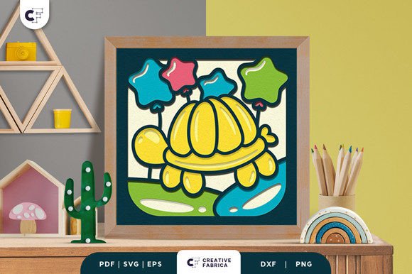 Balloon Turtle 3D Paper Cut SVG