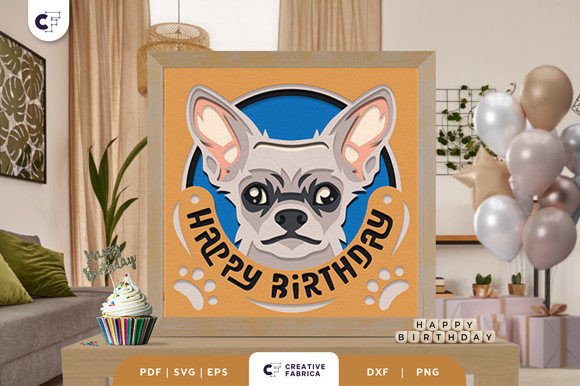 Birthday Chihuahua 3D Light Box