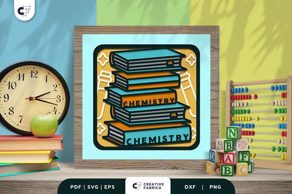 Chemistry Book Stack 3D Shadow Box: A Creative and Educational Decor Piece