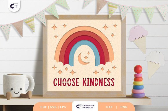 Choose Kindness Boho Rainbow 3D SVG