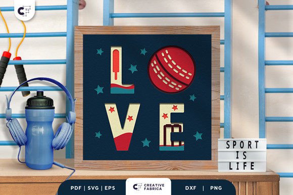 Cricket LOVE 3D Shadow Box SVG: A Masterpiece for Cricket Enthusiasts