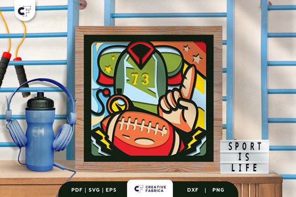 Football 3D Papercut Shadow Box