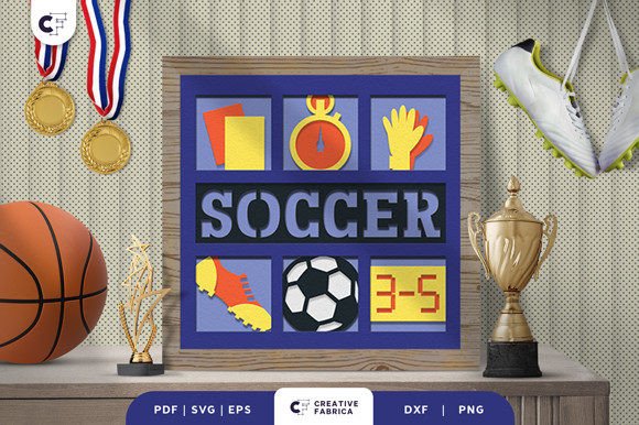 Football Soccer 3D Layered Paper Cut