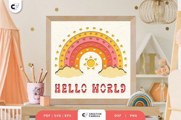 Hello World Boho Rainbow 3D SVG: A Creative and Versatile Design for Modern Decor