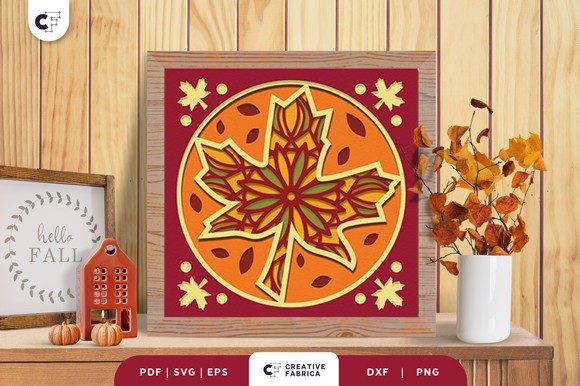 Maple Leaves Mandala 3D Shadowbox