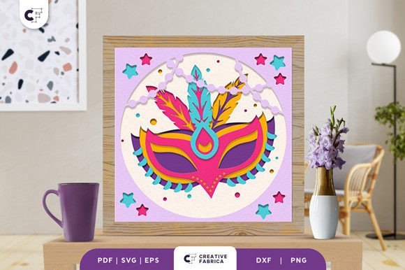 Mardi Gras Carnival 3D Layered Paper Cut