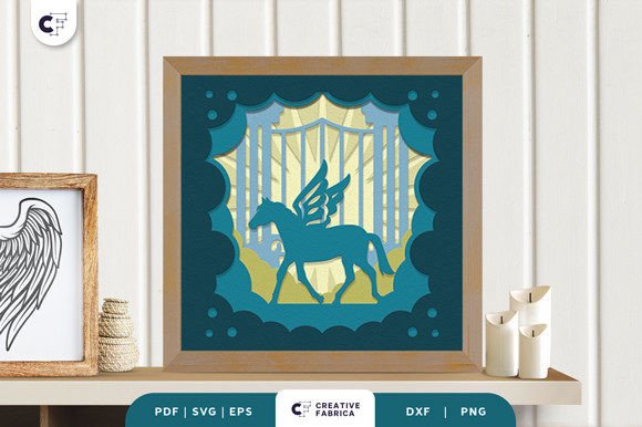 Memorial Horse 3D Shadow Box Paper Cut