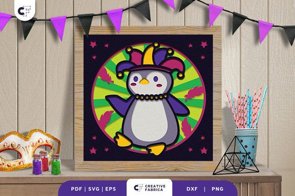 Penguin Carnival 3D Paper Cut SVG: A Unique Ornamental Creation