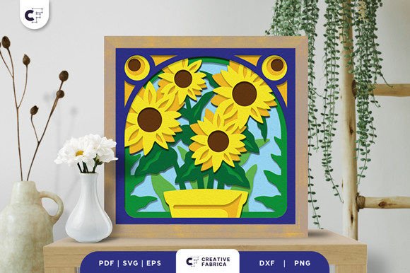 Potted Sunflower 3D Shadow Box: Welcome Early Summer with a Touch of Nature