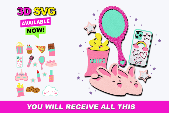 Sleepover Elements 3D SVG for Creative Projects