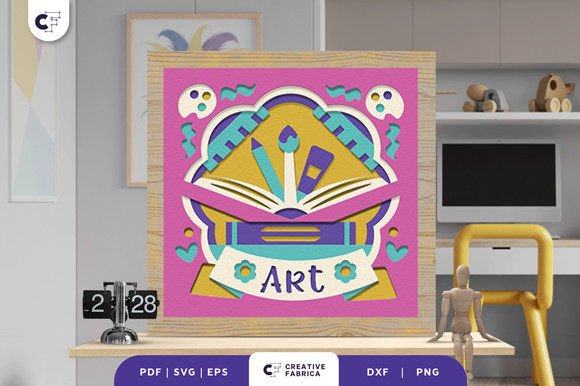 Stack of Art Books 3D Shadow Box SVG: A Creative Classroom Essential