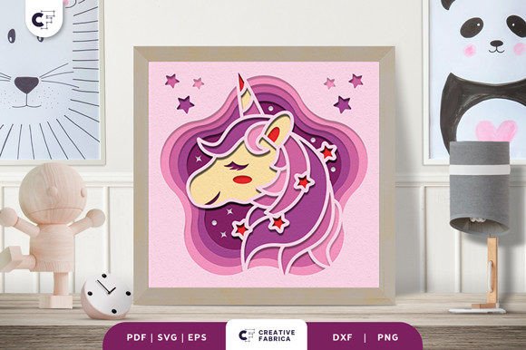 Starry Unicorn Head 3D Shadow Box SVG: A Magical Addition to Your Creative Projects