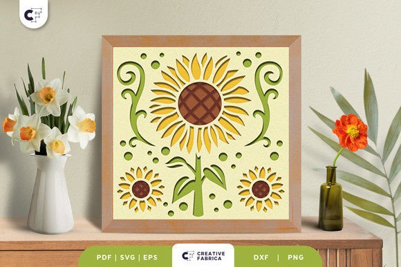 Sunflower Petals 3D Shadow Box Paper Cut