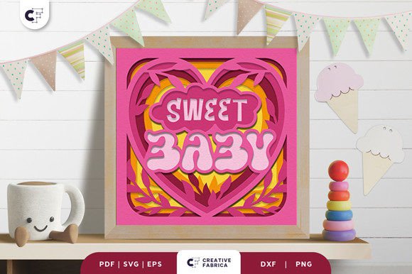 Sweet Baby Heart Shape 3D Shadow Box SVG: A Perfect Way to Welcome Your New Daughter