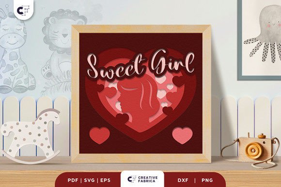 Sweet Girl 3D Shadow Box Paper Cut