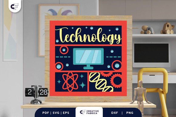Technology School Subject 3D Shadowbox