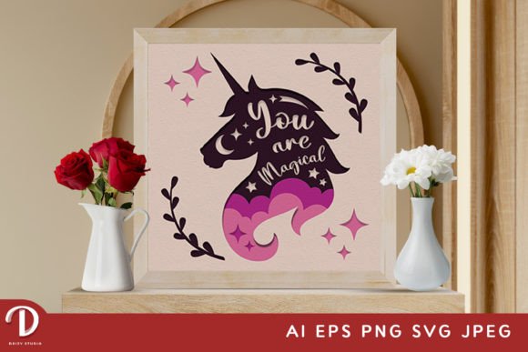 Unicorn Silhouette Quotes 3D Paper Cut